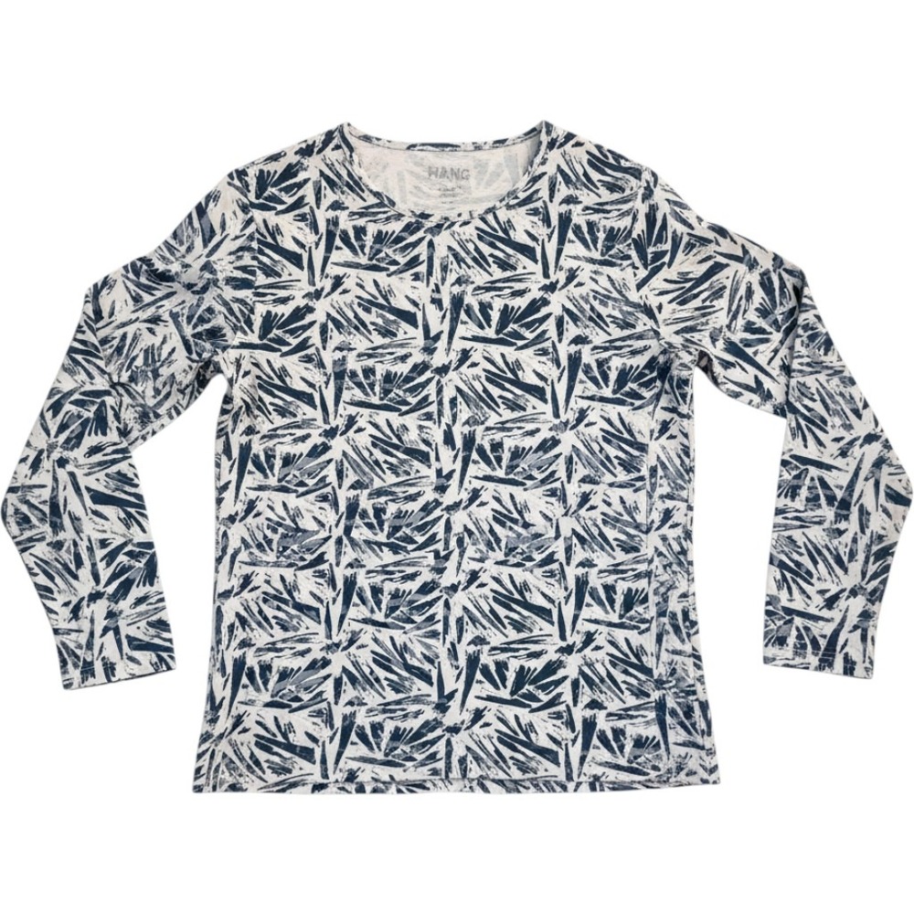 Hang Ten Sun Shirt Womens Size M Blue White Abstract Long Sleeve Rash Guard